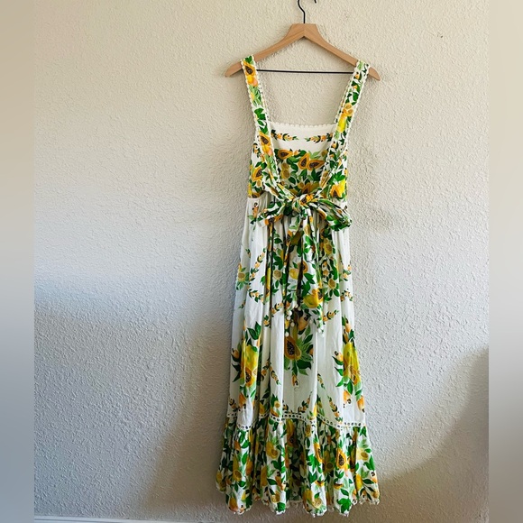 Farm Rio Papaya Salad Scarf Tie Back Midi Dress NWT - Picture 10 of 16